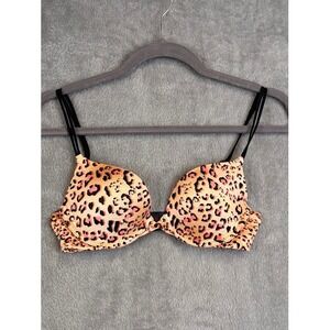 Victoria's Secret Very Sexy Push Up Bra Leopard Print Pink Black 34B